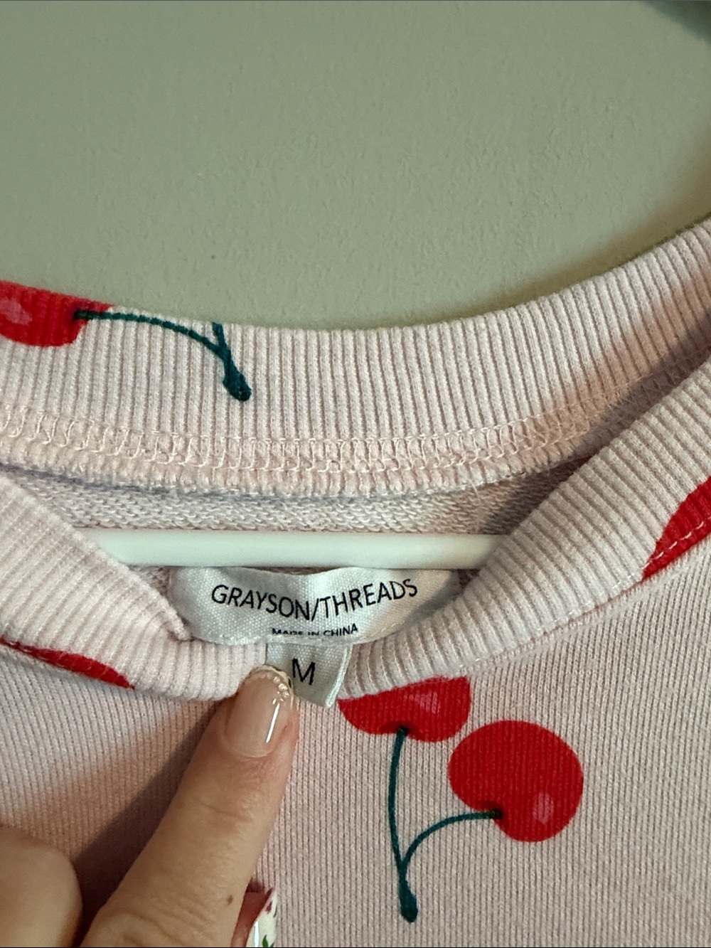 Grayson Threads Pink Sweater with Red Cherry Motif - Picture 5 of 7
